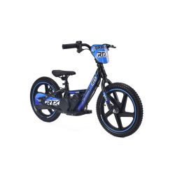 Dětské elektrické odrážedlo RIRIBIKE RTX6 24V (16”), modré, Lithiová baterie, 250W Motor, Kotoučová brzda, Nastavitelné měkké PU sedátko