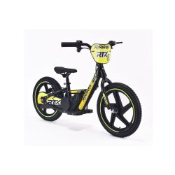 Dětské elektrické odrážedlo RIRIBIKE RTX6 24V (16”), žluté, Lithiová baterie, 250W Motor, Kotoučová brzda, Nastavitelné měkké PU sedátko