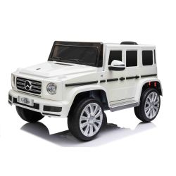 Elektrické autíčko Mercedes G500 12V, bílé, 2,4 GHz dálkové ovládání, USB/SD Vstup, odpružení, Lithiová baterie, LED světla, ORIGINÁL licence