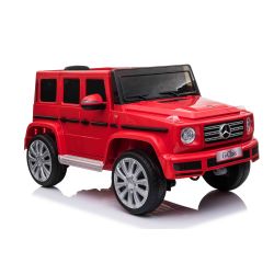 Elektrické autíčko Mercedes G500 12V, červené, 2,4GHz dálkové ovládání, USB/SD Vstup, odpružení, Lithiová baterie, LED světla, ORIGINÁL licence