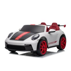 Elektrické autíčko Porsche 911 GT3 RS 24V s pohonom 4x4, biele, Koženkové sedadlé, 2,4 GHz diaľkové ovládanie, USB/AUX Vstup, 200W motory, Mäkké EVA kolesá, Odpruženie, Lítiová batéria, LED svetlá vpredu aj vzadu, ORIGINÁL licencia