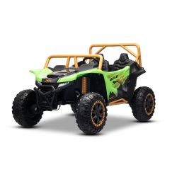 Elektrická bugina Arctic CAT XXL 4x4 24V, zelená, dvoumístná, Měkká EVA kola, Výkonné motory, Lithiová baterie, MP3 Přehrávač s Bluetoothem, odpružená zadní náprava, koženková sedadla, Originál Licence
