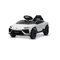 Elektrické autíčko Lamborghini Lanzador 12V s pohonem zadních kol a licencí (Jednomístné), bílé, Lithiová baterie, LED světla, široké sedadlo, 2,4 GHz dálkový ovladač, MP3 přehrávač se vstupem USB/AUX a Bluetooth připojením