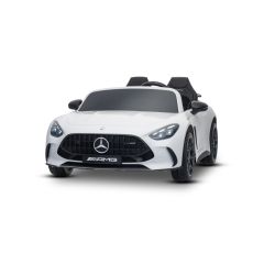 Elektrické autíčko Mercedes GT63 AMG 24V s pohonem 4x4, bílé, Dvoumístné, Nastavitelné sedadlo řidiče, Měkká EVA kola, 2,4 GHz dálkové ovládání, USB/Bluetooth, 200W motory, Odpružení, Lithiová baterie, LED světla vpředu i vzadu