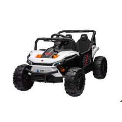 Elektrické autíčko UTV Small 12V, bílý, Pohon zadních kol, 12V baterie, Plastová kola, široké dvojité sedátko, 2,4 GHz Dálkový ovladač, Jednomístné, MP3 přehrávač se vstupem USB/SD, LED Světla