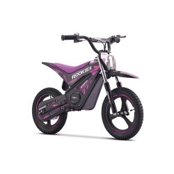 Dětská elektrická minicross motorka ROOKIE X 24V (14"), fialová, Lithiová baterie, 250W Bezuhlíkový motor, Kotoučová brzda