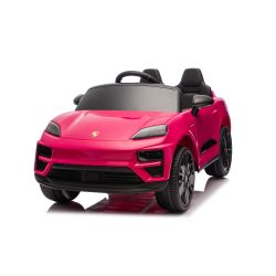 Elektrické autíčko Porsche Macan 12V s pohonem zadních kol a licencí (Jednomístné), růžové, Lithiová baterie, široké sedátko, Odpružené nápravy, 2,4 GHz Dálkový ovladač, MP3 přehrávač se vstupem USB/AUX, LED světla