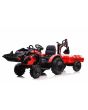 Elektrický traktor TOP-WORKER 12V s naběračkami a přívěsem, Jednomístné, červené, 2,4Ghz Dálkové ovládání, měkké PU sedadlo, MP3 Přehrávač s USB vstupem, Zadní pohon, 2 x 45W Motor, EVA kola, 12V/10Ah baterie