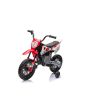 Elektrická Motorka MOTOCROSS, červená, 12V baterie, EVA měkká kola, Koženkové sedátko, 2 x 25W Motor, Odpružení, Kovový rám, MP3 Přehrávač s Bluetoothem, pomocná kolečka