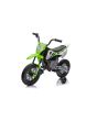 Elektrická Motorka MOTOCROSS, Zelená, 12V baterie, EVA měkká kola, Koženkové sedátko, 2 x 25W Motor, Odpružení, Kovový rám, MP3 Přehrávač s Bluetoothem, pomocná kolečka