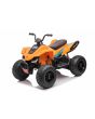 Licencovaná elektrická čtyřkolka McLaren Racing MCL 12V 4X4, oranžová, měkká EVA kola, DÁLKOVÉ OVLÁDÁNÍ, koženkové sedátko, odpružená zadní náprava, 4 x 35W motor, LED světla, 12V10Ah baterie
