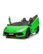 Elektrické autíčko Lamborghini Aventador 24V Dvoumístné, Zelené lakované, 2,4 GHz DO, Měkké PU Sedadla, LCD Displej, odpružení, vertikální otvírací dveře, měkké EVA kola, 2 X 45W MOTOR, ORIGINAL licence
