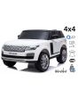 Elektrické autíčko Range Rover, Dvoumístné, bílé, Kožená sedadla, LCD Displej se vstupem USB, Pohon 4x4, 2x 12V7AH, EVA kola, Odpružené nápravy, Klíčové třípolohové startování, 2,4 GHz Bluetooth Dálkový Ovladač