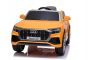 Elektrické autíčko Audi Q8, 12V, 2,4 GHz dálkové ovládání, USB / SD Vstup, LED světla, 12V baterie, měkké EVA kola, 2 X MOTOR, oranžové, ORIGINÁL licence