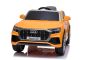 Elektrické autíčko Audi Q8, 12V, 2,4 GHz dálkové ovládání, USB / SD Vstup, LED světla, 12V baterie, měkké EVA kola, 2 X MOTOR, oranžové, ORIGINÁL licence