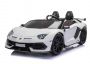Elektrické autíčko Lamborghini Aventador 12V Dvoumístné, Bílé, 2,4 GHz dálkové ovládání, USB / SD Vstup, odpružení, vertikální otvírací dveře, měkké EVA kola, 2X MOTOR, ORIGINAL licence