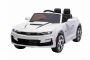 Elektrické autíčko Chevrolet Camaro 12V, bílé, 2,4 GHz dálkové ovládání, Otevírací dveře, EVA kola, LED Světla, kožené sedátko, 2 X MOTOR, USB/SD Vstup, ORGINAL licence