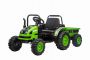 Elektrický Traktor POWER s vlečkou, zelený, Pohon zadních kol, 12V baterie, Plastové kola,  široké sedadlo, 2,4 GHz Dálkový ovladač, Jednomístné, MP3 přehrávač, LED Světla