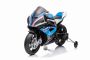 Elektrická Motorka BMW HP4 RACE 12V, modré, Licencované, Pomocná kolečka, měkká EVA kola, 2 x 35W motor, Odpružení, kovový rám, kovová vidlice