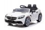 Elektrické autíčko Mercedes-Benz SLC 12V, bílé, Koženkové sedátko, 2,4 GHz dálkové ovládání, USB/AUX Vstup, Zadní odpružení, LED Světla, Měkká EVA kola, 2 X 30W MOTOR, ORIGINÁL licence