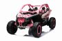 Elektrické autíčko Can-am Maverick, Růžový, dvoumístné, odpružená zadní náprava, 2,4 Ghz dálkové ovládání, přenosná baterie, 4 x 35W Motory, EVA kola, koženková sedadla, MP3 přehrávač se vstupem USB/SD, Licencované