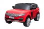 Elektrické autíčko Range Rover, Dvoumístné, červené, Koženková sedadla, LCD Displej se vstupem USB, Pohon 4x4, 2x 12V7AH, EVA kola, Odpružené nápravy, Klíčové třípolohové startování, 2,4 GHz Bluetooth Dálkový Ovladač