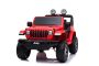 Elektrické autíčko Jeep Wrangler, Jednomístné, červené, Koženková sedadla, Rádio s Bluetooth přehrávačem, SD / USB vstup, Pohon 4x4, Lithiová baterie, EVA kola, Odpružená náprava, 2,4 GHz Dálkové Ovládání
