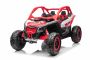 Elektrické autíčko Can-am Maverick, červený, dvoumístné, odpružená zadní náprava, 2,4 Ghz dálkové ovládání, přenosná baterie, 4 x 35W Motory, EVA kola, koženková sedadla, MP3 přehrávač se vstupem USB/SD, Licencované