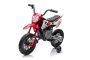 Elektrická Motorka MOTOCROSS, červená, 12V baterie, EVA měkká kola, Koženkové sedátko, 2 x 25W Motor, Odpružení, Kovový rám, MP3 Přehrávač s Bluetoothem, pomocná kolečka