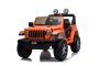 Elektrické autíčko Jeep Wrangler, Jednomístné, Oranžové, Koženková sedadla, Rádio s Bluetooth přehrávačem, SD / USB vstup, Pohon 4x4, Lithiová baterie, EVA kola, Odpružená náprava, 2,4 GHz Dálkové Ovládání
