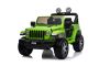 Elektrické autíčko Jeep Wrangler, Jednomístné, Zelené, Koženková sedadla, Rádio s Bluetooth přehrávačem, SD / USB vstup, Pohon 4x4, Lithiová baterie, EVA kola, Odpružená náprava, 2,4 GHz Dálkové Ovládání