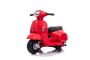 Elektrická motorka Vespa GTS, červené, s pomocnými koly, Licencované, 6V Baterie, Koženkové sedátko, 30W motor