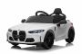 Elektrické autíčko BMW M4, bílé, 2,4 GHz dálkové ovládání, USB/Aux Vstup, odpružení, 12V baterie, LED Světla, 2 X MOTOR, ORIGINAL licence
