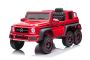 Elektrické autíčko Mercedes-Benz G63 AMG 6X6, Jednomístné, červené, 6 Koles s nezávislým odpružením, Pohon 4 x 45W, 12V10AH Baterie, Plastová kola a sedátko, Dálkové ovládání, Licencované