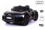 Elektrické autíčko Audi R8 Spyder, 12V, 2,4 GHz dálkové ovládání, otvíravé dveře, EVA kola, koženkové sedadlo, 2X MOTOR, černé, ORIGINÁL licence
