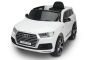 Elektrické autíčko Audi Q7, bílé, EVA kola, kožené sedadlo, 12V, 2,4 GHz dálkové ovládání, 2X motor, USB, SD karta, ORGINAL licence