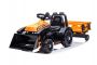 Elektrický Traktor FARMER s naběračkou a vlečkou, oranžový, zadní pohon, 6V baterie, Plastové kola, široké sedadlo, 20W Motor, Jednomístné,Dálkové ovládaní,  Ovládání na volantu, LED Světla