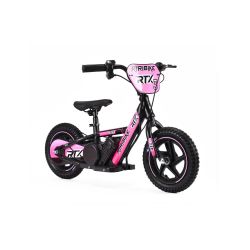 Dětské elektrické odrážedlo RIRIBIKE RTX3 24V (12”), růžové, Lithiová baterie, 100W motor, Kotoučová brzda, Nastavitelné měkké PU sedátko