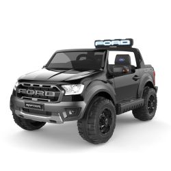 Elektrické autíčko Ford Raptor, černé, Kvalitní odpružení, LED světla, Plastový sedák, 2,4 GHz DO, klíč, 4 X MOTOR, Dvoumístné, USB, SD karta, ORIGINAL licence