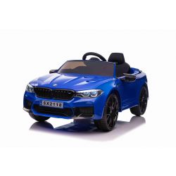 Elektrické autíčko BMW M5 24V, modré, Měkké EVA kola, Motory: 2 x 24V, Kapacita baterií 24V, LED Světla, 2,4 GHz dálkové ovládání, MP3 Přehrávač, Měkké PU sedátko, ORIGINÁL licence