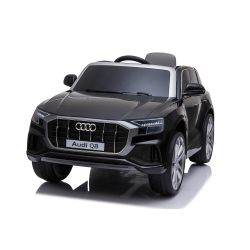 Elektrické autíčko Audi Q8, 12V, 2,4 GHz dálkové ovládání, USB / SD Vstup, LED světla, 12V baterie, měkké EVA kola, 2 X MOTOR, černé, ORIGINÁL licence