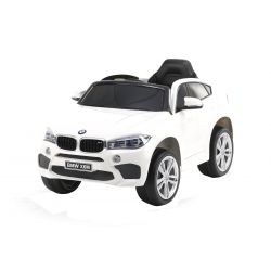 Elektrické autíčko BMW X6M NEW - jednomístné, bílé, EVA kola, koženkové sedadlo, 12V, 2,4 GHz dálkové ovládání, 2X motor, USB, SD karta, ORGINAL licence