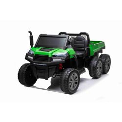 Farmářské elektrické autíčko RIDER 6X6 24V s pohonem čtyř kol 4 X 200W, 24V10Ah baterie, EVA kola, široké dvoumístné sedadlo, Odpružené nápravy, 2,4 GHz Dálkový ovladač, Dvoumístné, MP3 přehrávač se vstupem USB / SD, Bluetooth