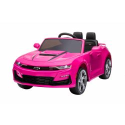 Elektrické autíčko Chevrolet Camaro 12V, růžové, 2,4 GHz dálkové ovládání, Otevíravé dveře, EVA kola, LED Světla, koženkové sedátko, 2 X MOTOR, USB/SD Vstup, ORGINAL licence