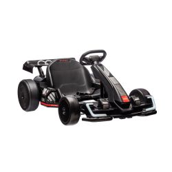 Licencovaná driftovací Motokára AUDI 24V, černá, LED světla, 2 x 150W Motor, Drift režim s rychlostí 12 Km/h, 24V Baterie, Masivní železná konstrukce, Nastavitelné sedadlo, MP3 Přehrávač