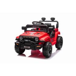 Elektrické autíčko OFFROAD NEW s pohonem zadních kol, červené, Lithiová baterie, Vysoký podvozek, široké sedátko, Odpružené nápravy, 2,4 GHz Dálkový ovladač, LED světla