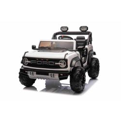 Elektrické autíčko Ford Bronco XL s pohonem zadních kol, licencované (Dvoumístné), bílé, Lithiová baterie, Vysoký podvozek, Dvě sedadla, Odpružená zadní náprava, 2,4 GHz Dálkový ovladač, MP3 přehrávač se vstupem USB, LED světla
