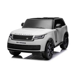 Elektrické autíčko Range Rover model 2023, Dvoumístné, bílé, Koženková sedadla, Rádio se vstupem USB, Zadní Pohon s odpružením, 12V7AH Baterie, EVA kola, Klíčové třípolohové startování, 2,4 GHz Dálkový Ovladač, Licencováno