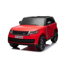 Elektrické autíčko Range Rover model 2023, Dvoumístné, červené, Koženková sedadla, Rádio se vstupem USB, Zadní Pohon s odpružením, 12V7AH Baterie, EVA kola, Klíčové třípolohové startování, 2,4 GHz Dálkový Ovladač, Licencováno