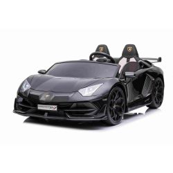 Elektrické autíčko Lamborghini Aventador 24V Dvoumístné, černé lakované, 2,4 GHz DO, Měkké PU Sedadla, LCD Displej, odpružení, vertikální otvírací dveře, měkké EVA kola, 2 X 45W MOTOR, ORIGINAL licence